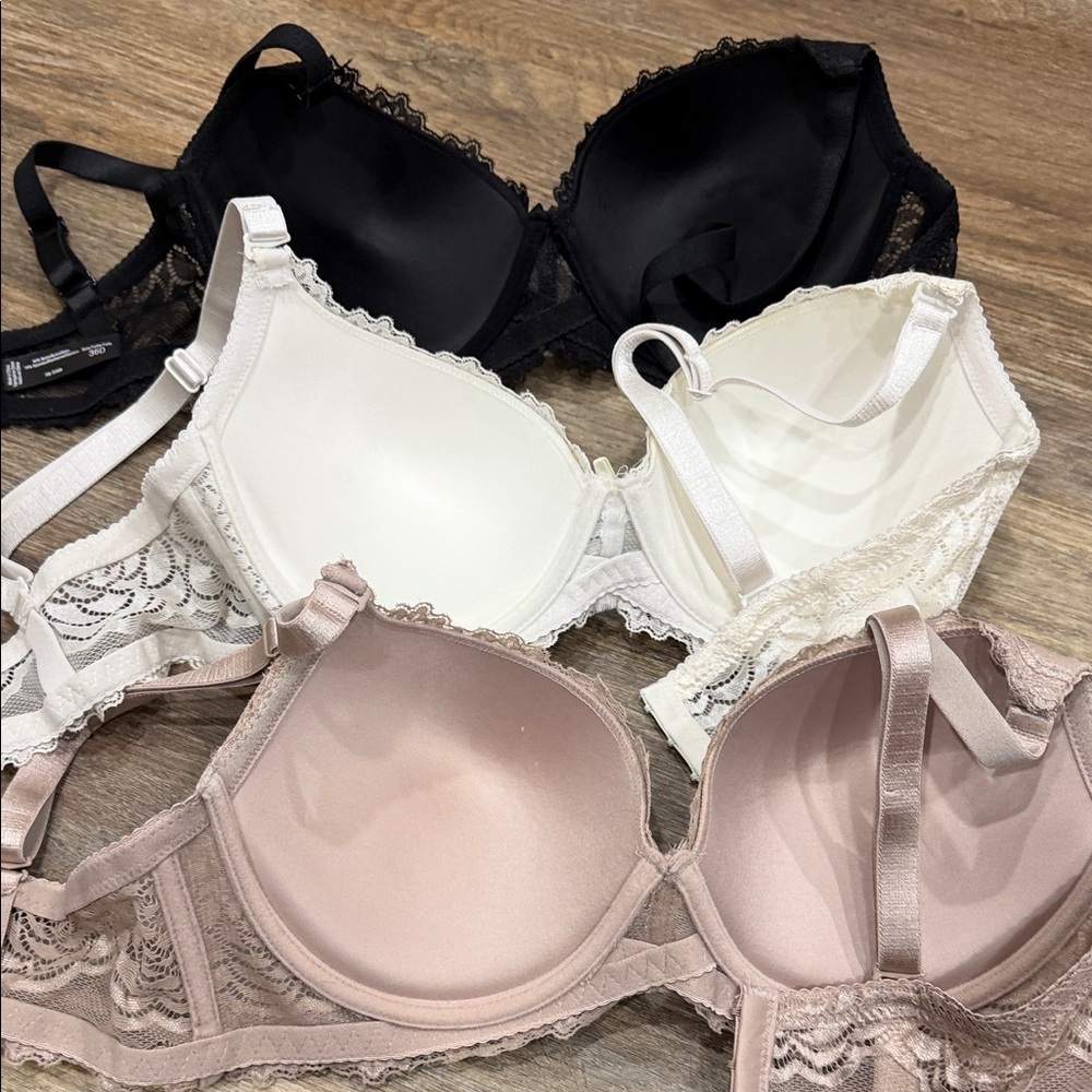 Lace Elegance Bra Trio - Black, White, and Tan - Picture 2 of 5